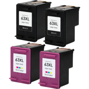 Compatible 63XL High-Yield Ink Cartridge 4-Pack – 2 Black & 2 Tri-Color