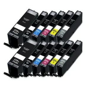 Compatible PGI-250XL / CLI-251XL High-Yield Ink Cartridge 12-Pack – Full Black & Color Bundle